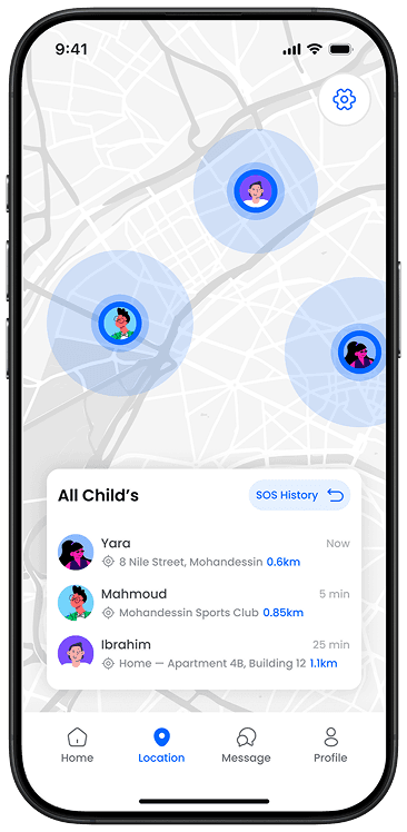Location tracking screen